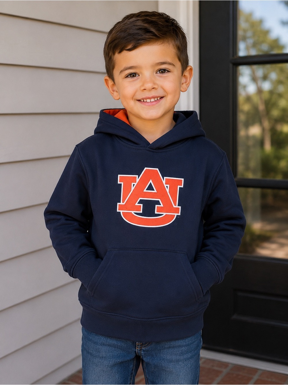 Auburn Tigers Youth Pullover Hoodie Navy Blue & Orange Fleece